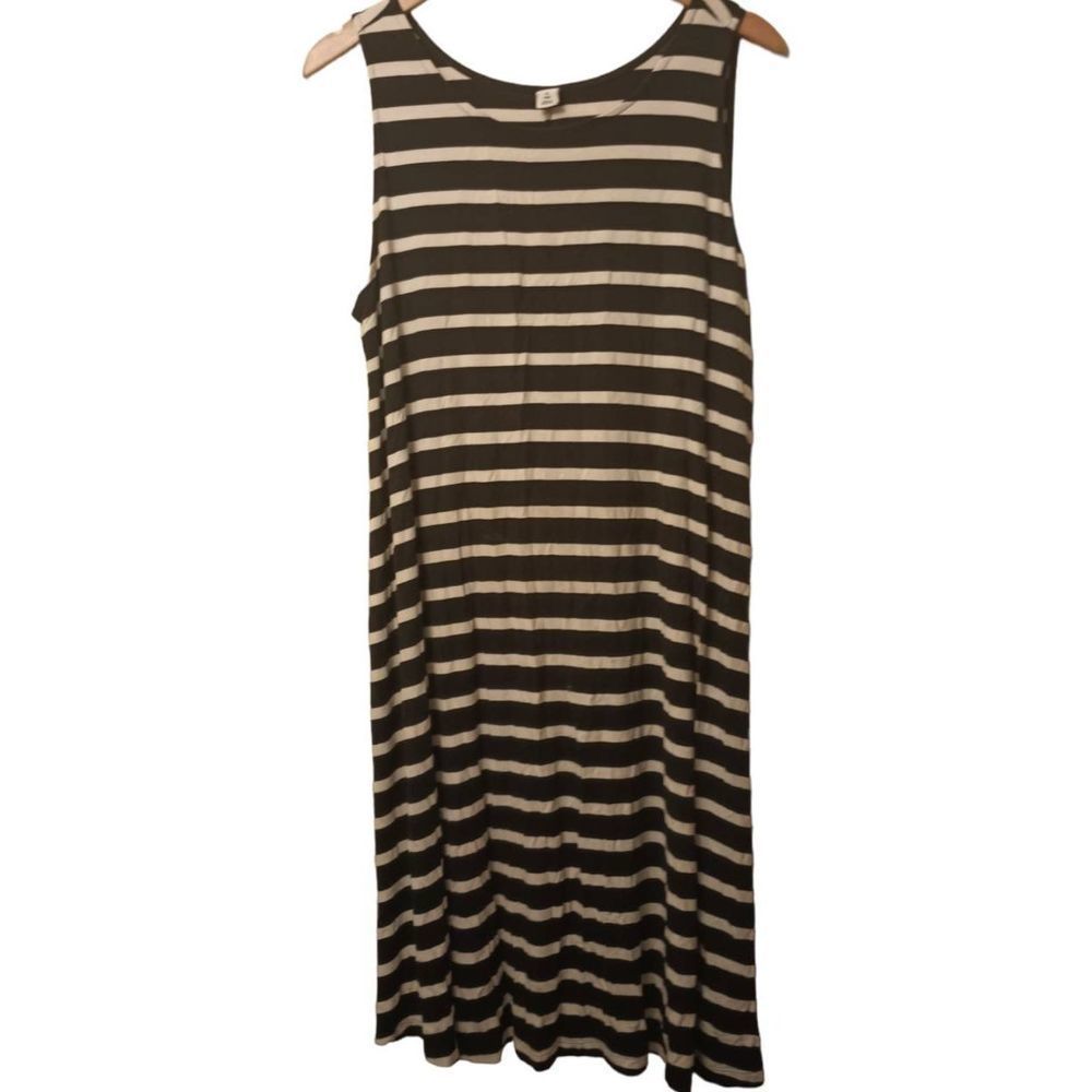 Old Navy Black and White Striped Tank Dress Size 1X Plus Size Cotton Stretchy